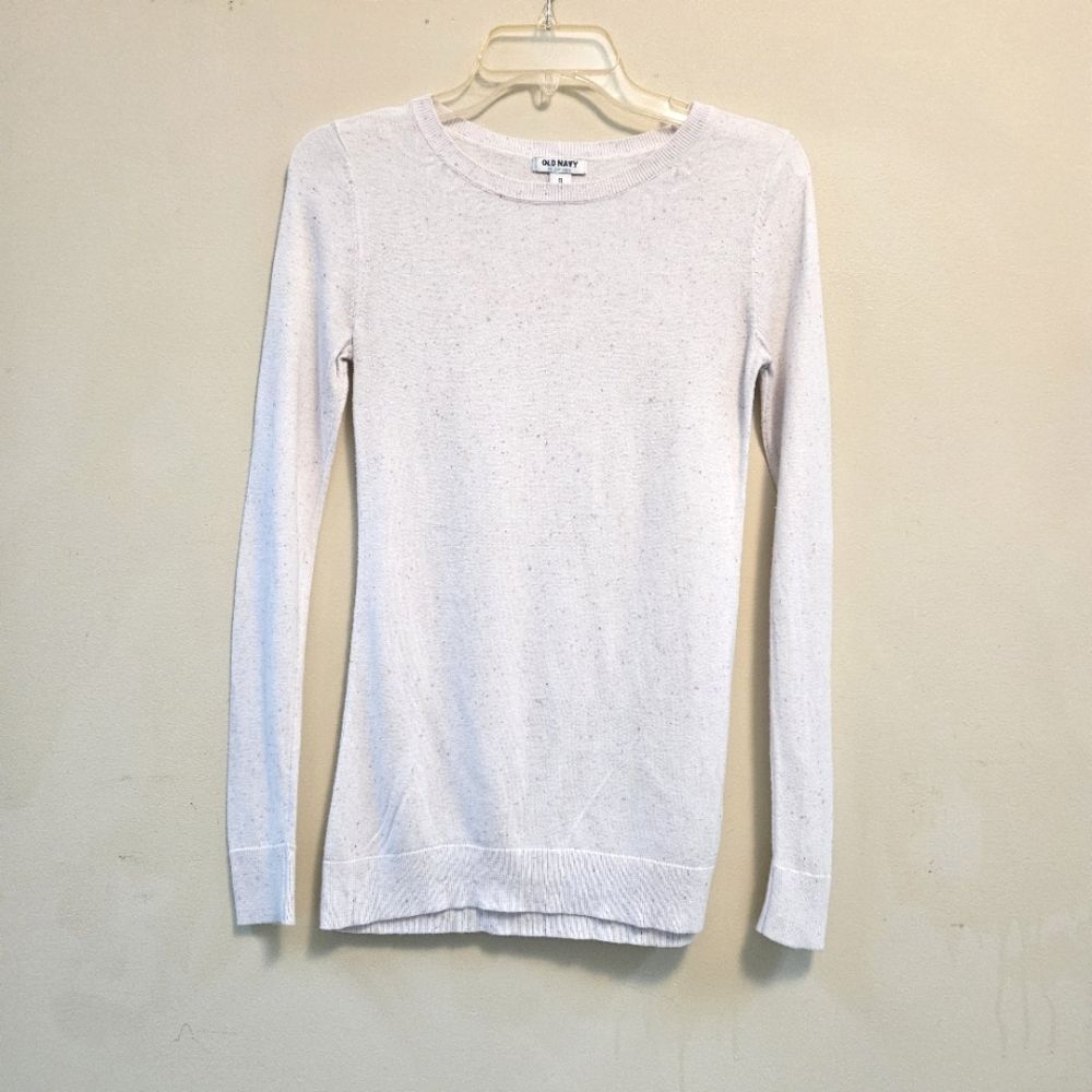 Old Navy Top Women Size XS White with specks of color Crew Neck